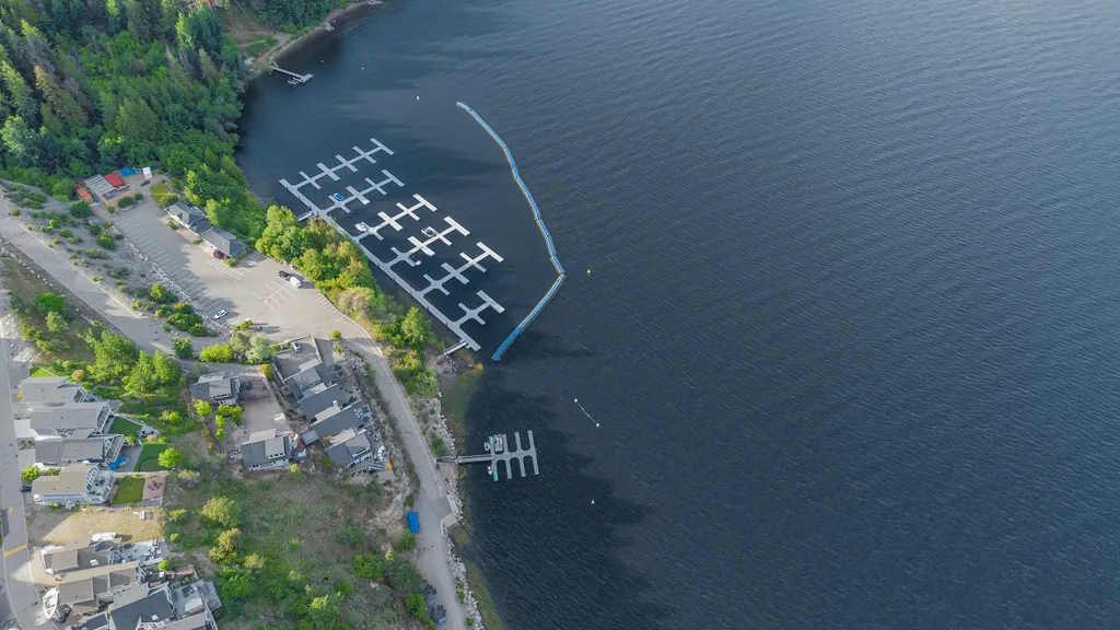 Marina and beach aerial view