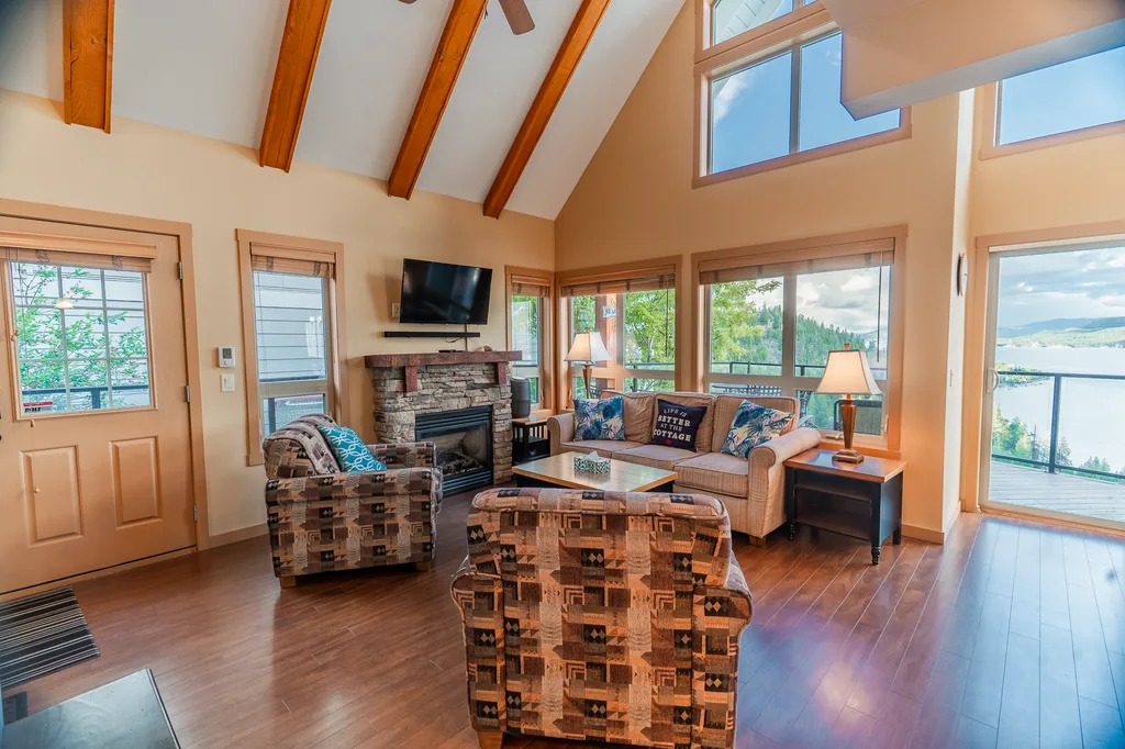 Cottage living room with fireplace